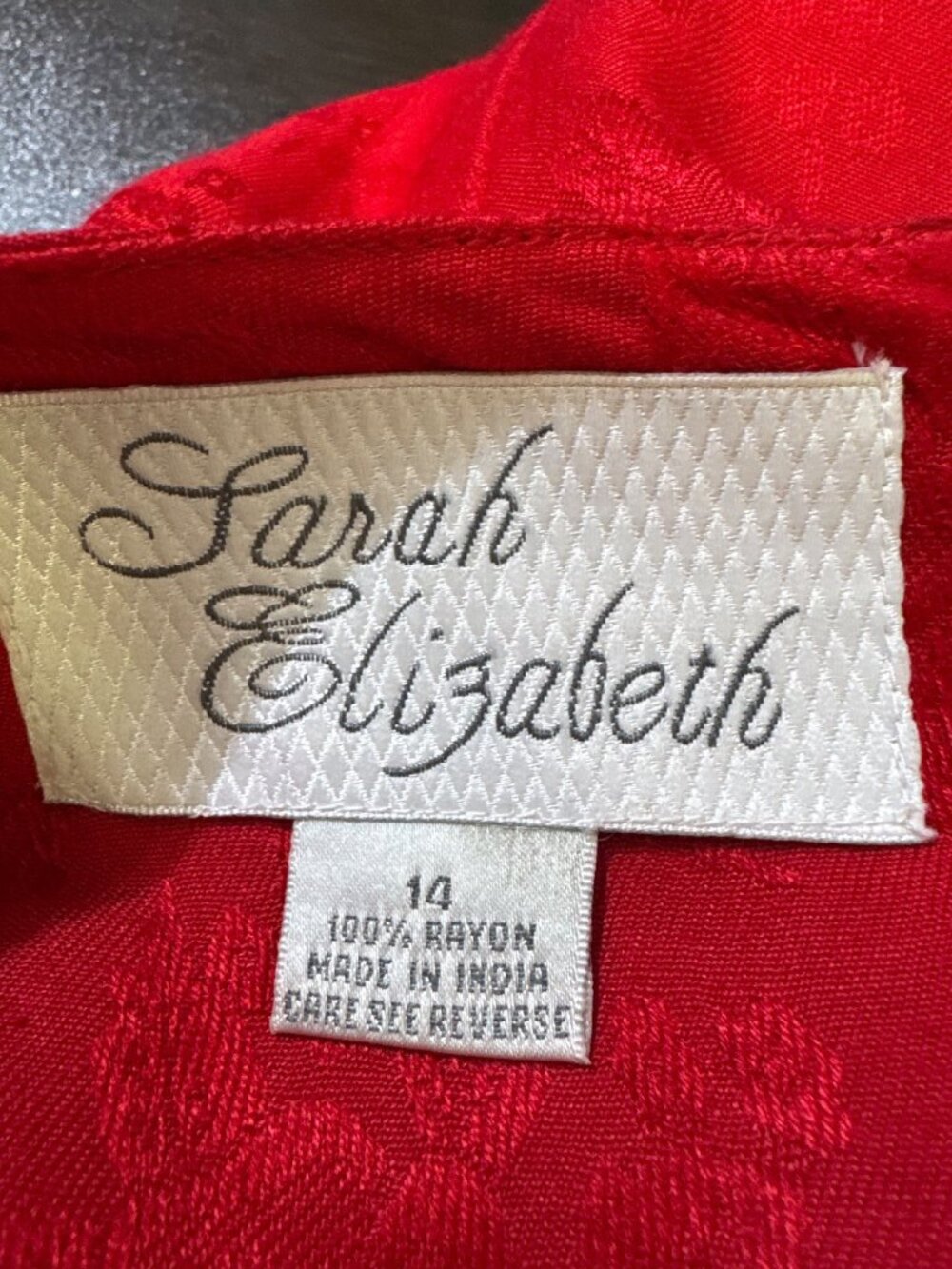 Sarah Elizabeth Size 14 Long Sleeve Red Dress Floral Lace Beaded Bodice - Picture 5 of 6